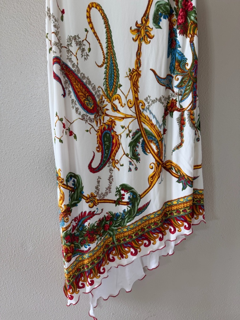 Yigal Azrouel Designer White Floral Paisley Slip Mediterranean Midi Dress - Picture 7 of 7
